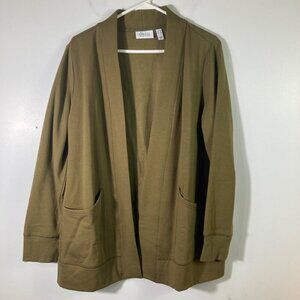Womens D‎ & Co Active Brushed Back Jersey Open Front Pockets Green M A388268